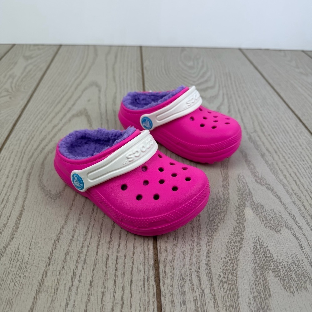 Crocs Classic Lined Kids Clogs c7 Pink Crush/Multi $56 Children's Shoes